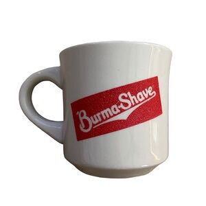 VINTAGE BURMA SHAVE Ceramic Barber Shave Red Graphic Coffee Mug Retro